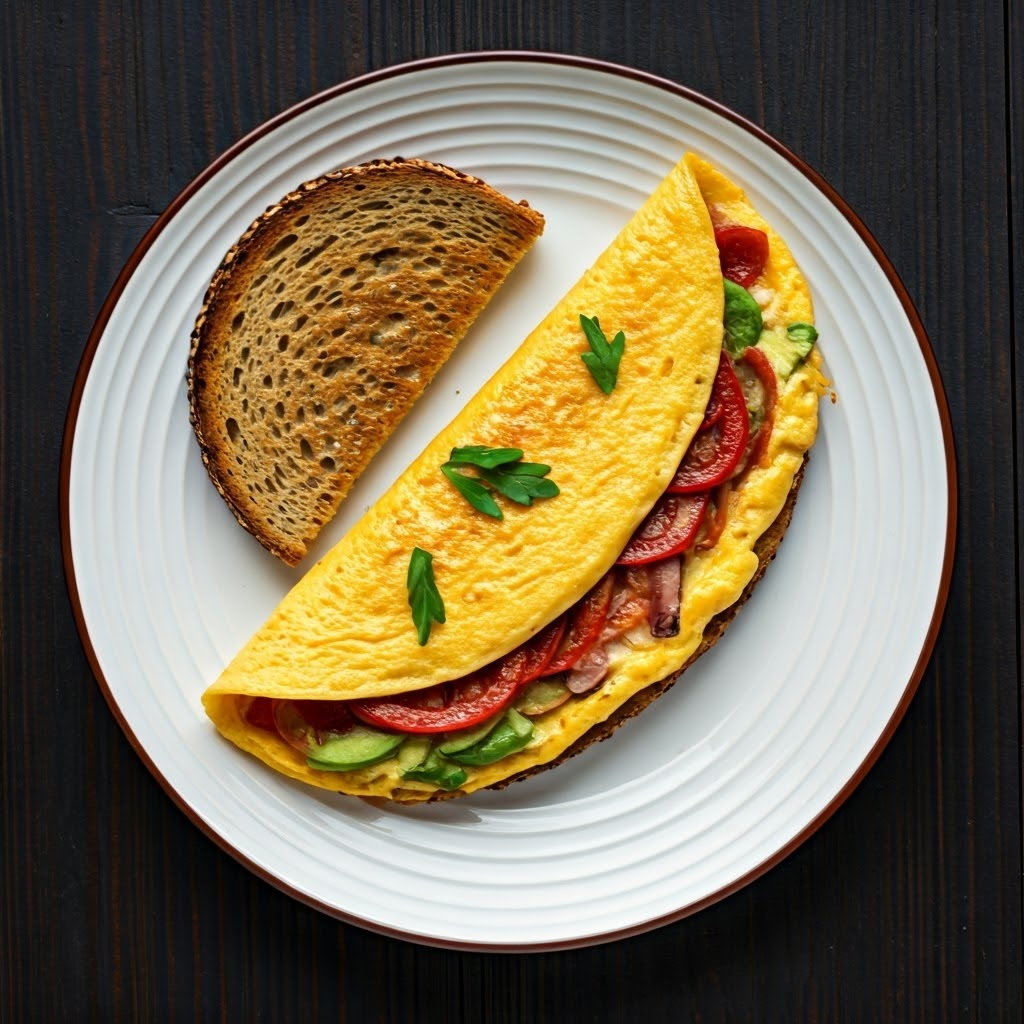 Quick American Omelet with Toast