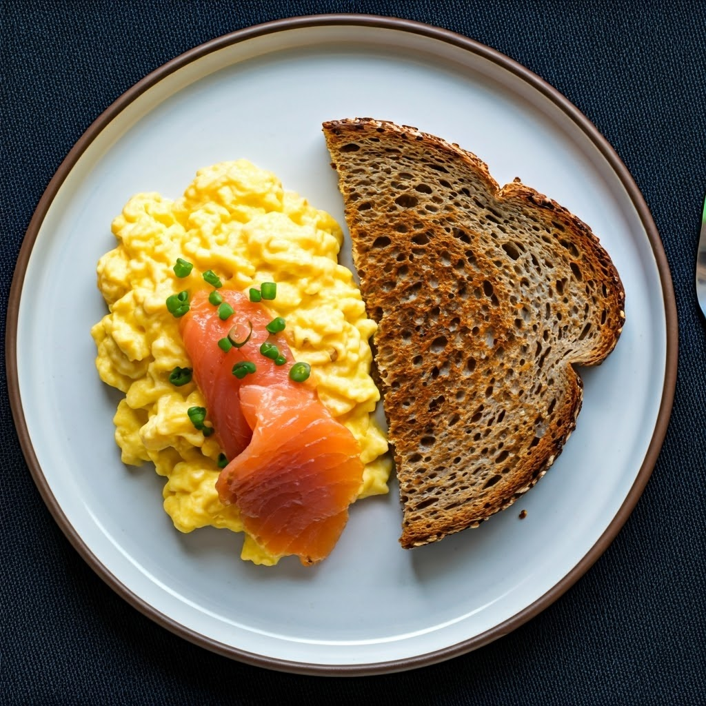 Smoked Salmon Scrambled Eggs on Toast