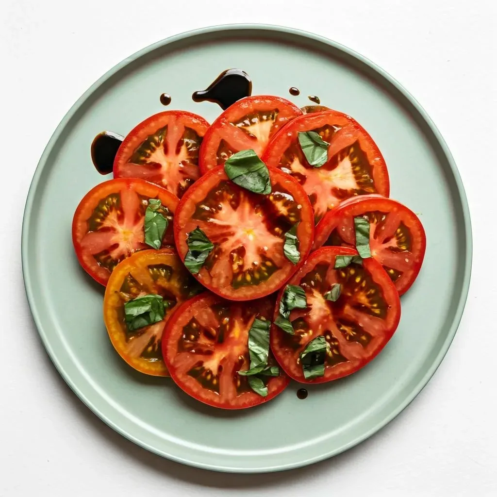 Heirloom Beefsteak Tomato & Basil Salad with Balsamic Glaze