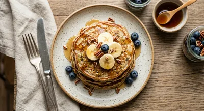 Banana Oat Blender Pancakes