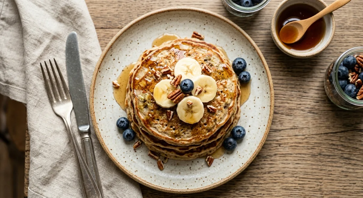 Banana Oat Blender Pancakes