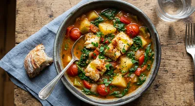 Spanish-style Salt Cod, Potato, and Tomato Stew
