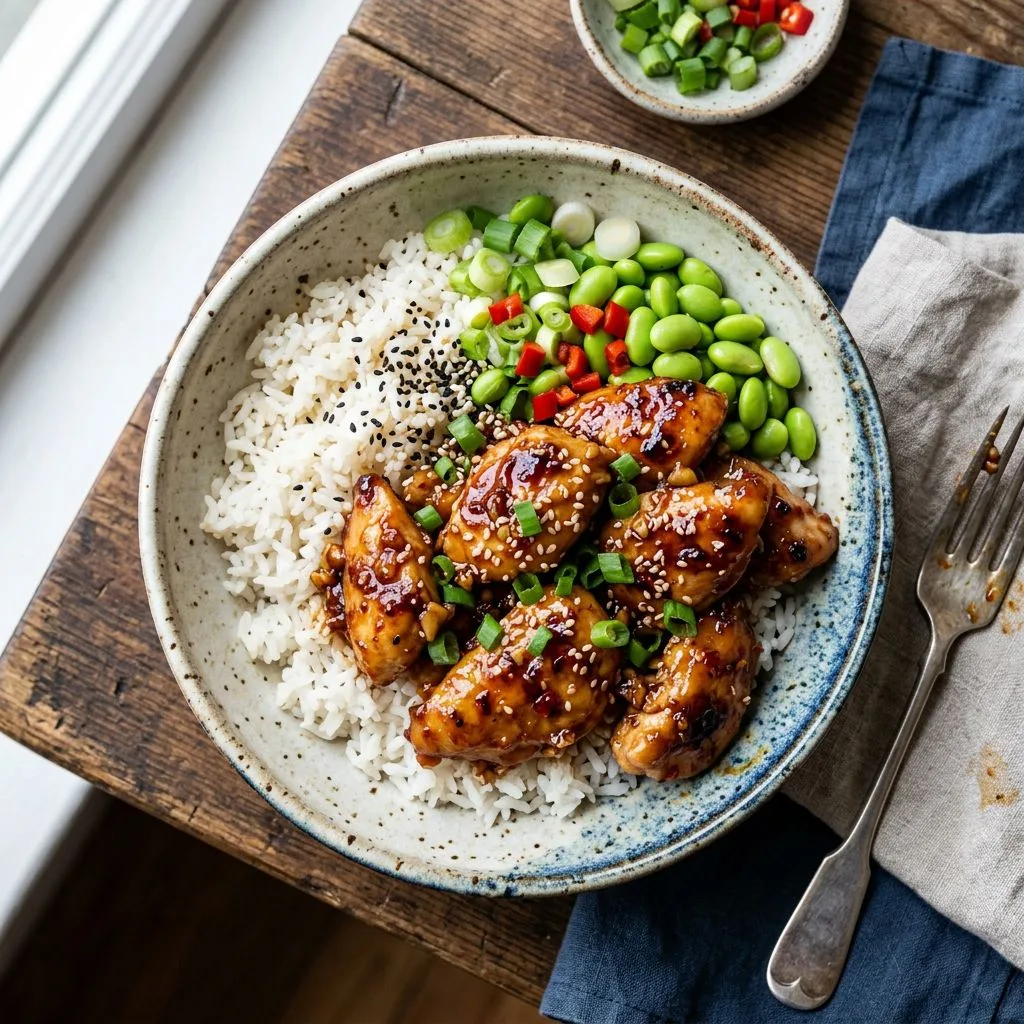 Sticky Honey Garlic Chicken Bowls