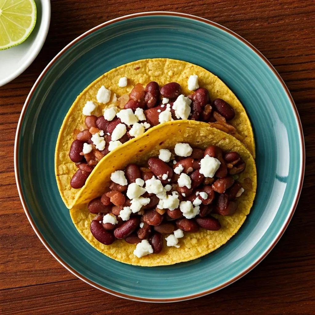 Spicy Adobo Bean & Cotija Tacos