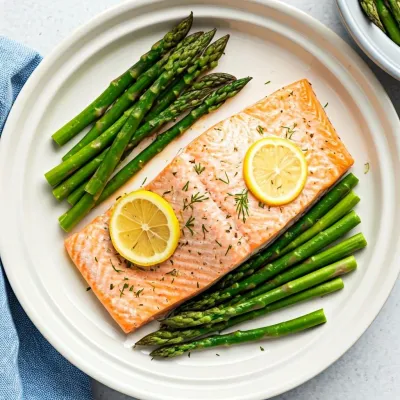 Slow-cooked Lemon-dill Salmon with Asparagus