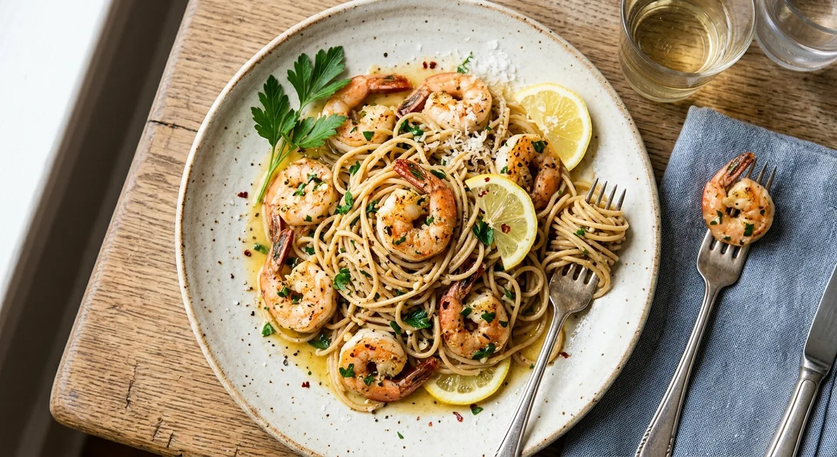Gluten-Free Lemon Garlic Shrimp Pasta