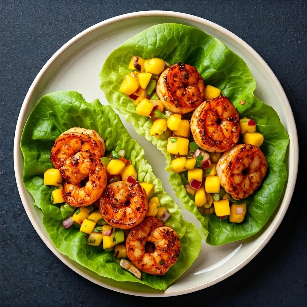 Spicy Shrimp & Mango Lettuce Wraps