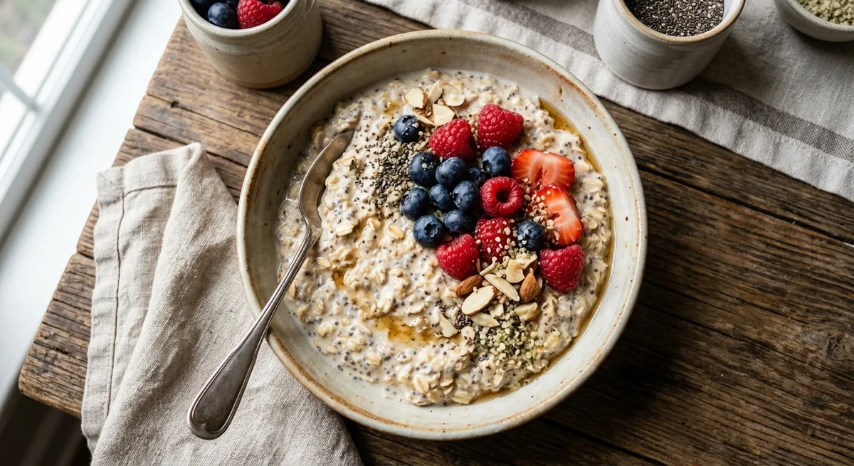 High-Protein Overnight Oats with Berries