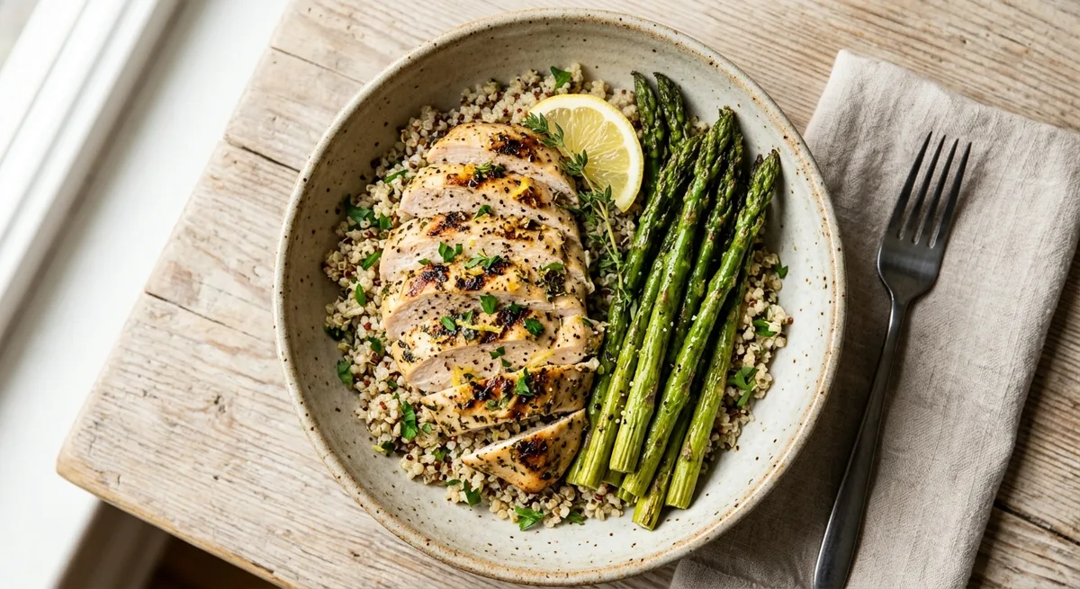 Lemon Herb Chicken and Asparagus Bowl