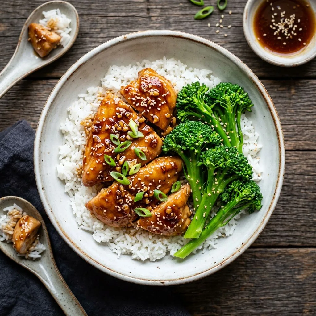 20-Minute Honey Garlic Chicken Rice Bowl