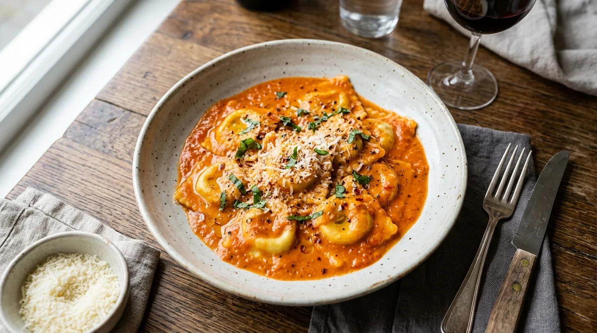 Creamy Tomato Vodka Sauce with Cheese Ravioli