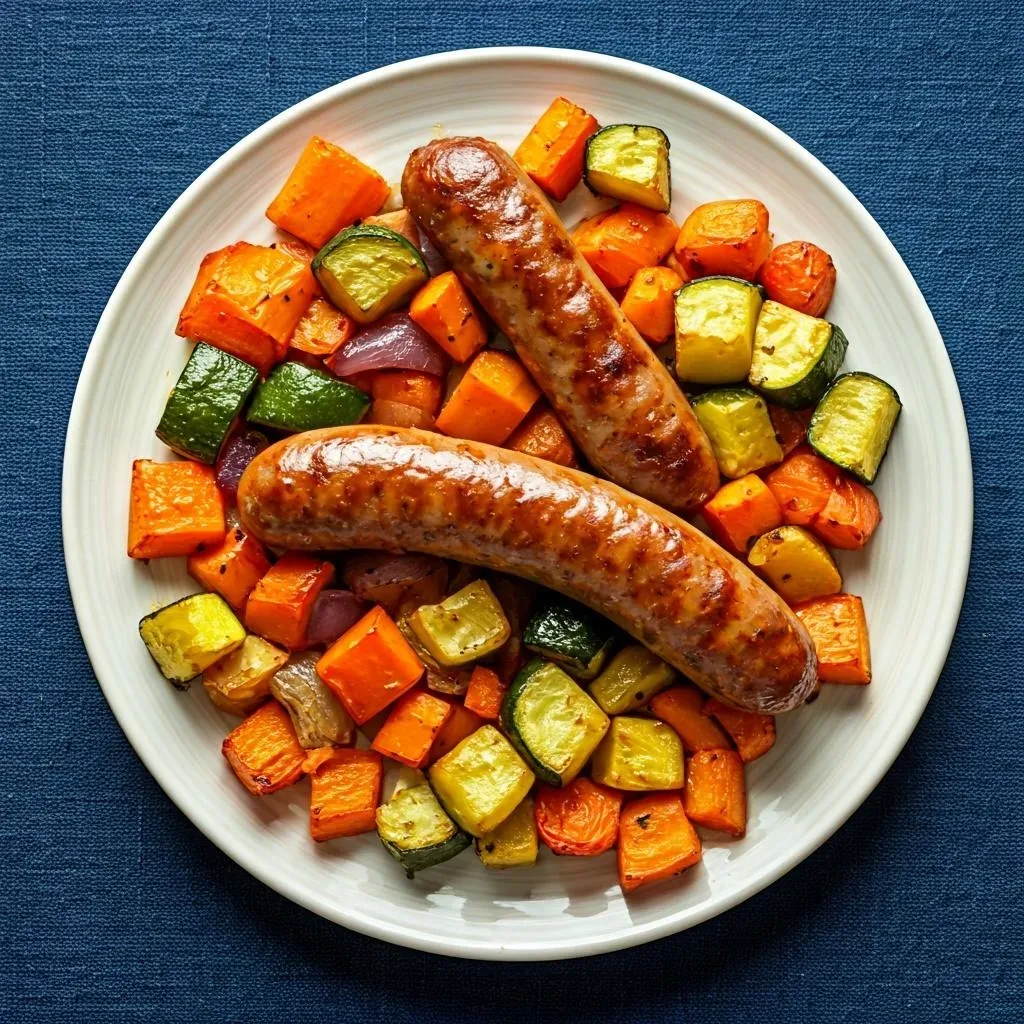 Sheet Pan Italian Sausage and Rainbow Vegetables