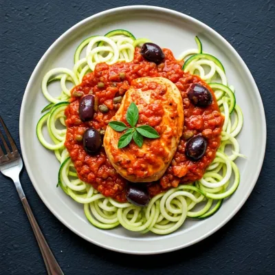 Mediterranean Chicken & Zucchini Puttanesca