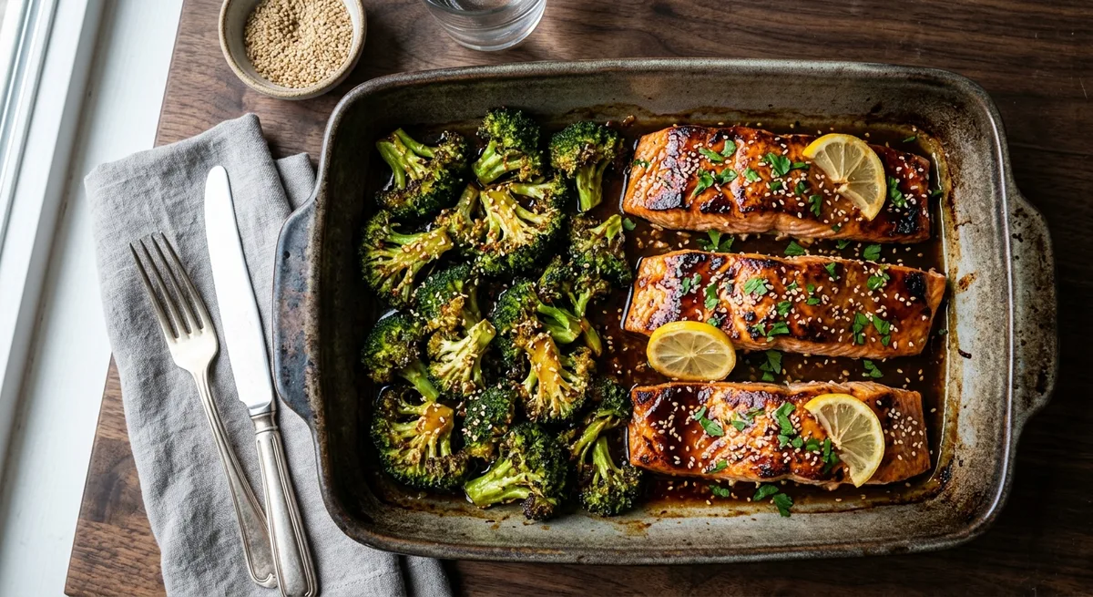 Sheet-Pan Honey Garlic Salmon and Broccoli